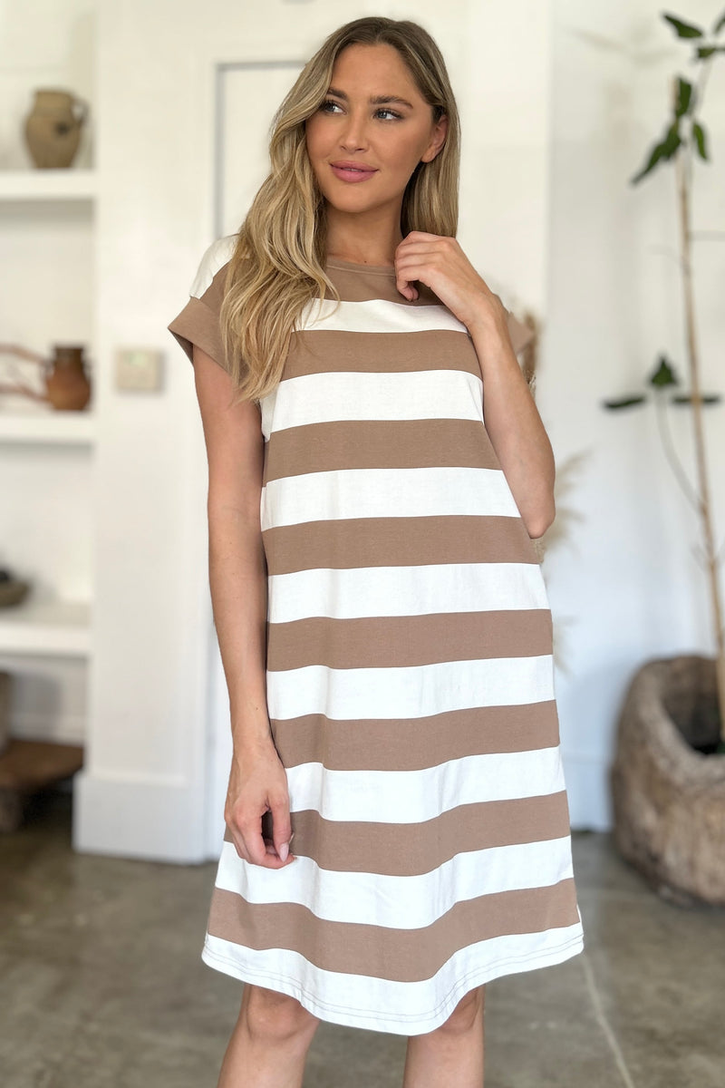 Basic Bae Full Size Striped Mini Dress