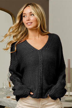 BiBi V-Neck Cable Knit Sweater.