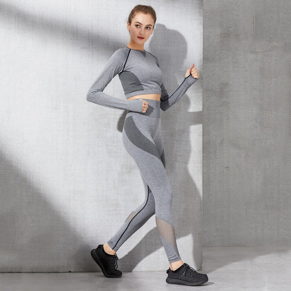 Fashion long sleeve sexy gym suit.