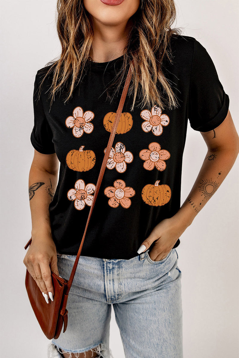 Molly Pumpkin Flower Graphic Top