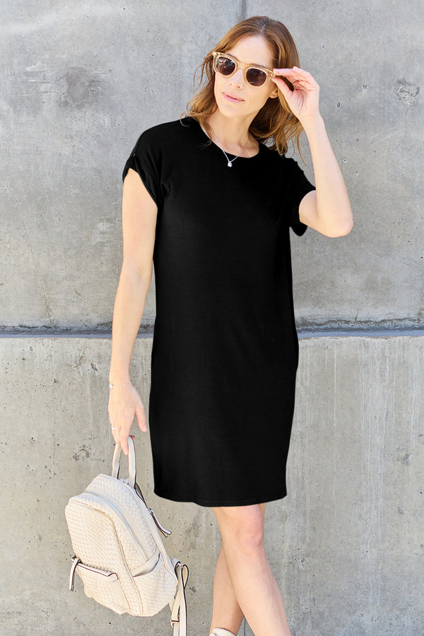 Soft Bamboo Short Sleeve Black Dress