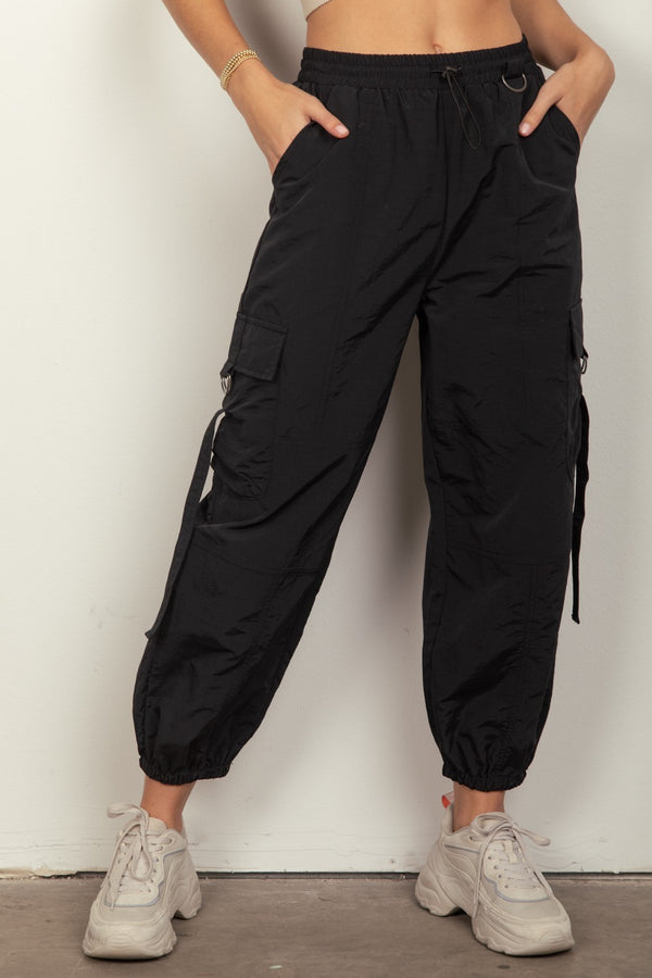 VERY J Elastic Waist Woven Cargo Pants.