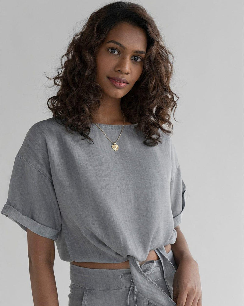 Twist and Sway Top in Stone Grey.