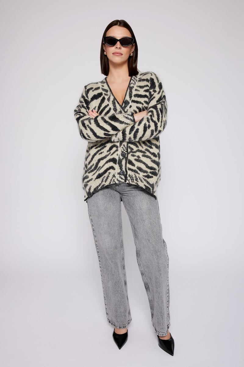 Mohair Zebra Cardigan Black