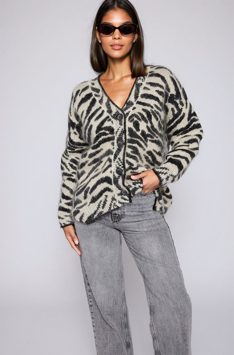 Mohair Zebra Cardigan Black