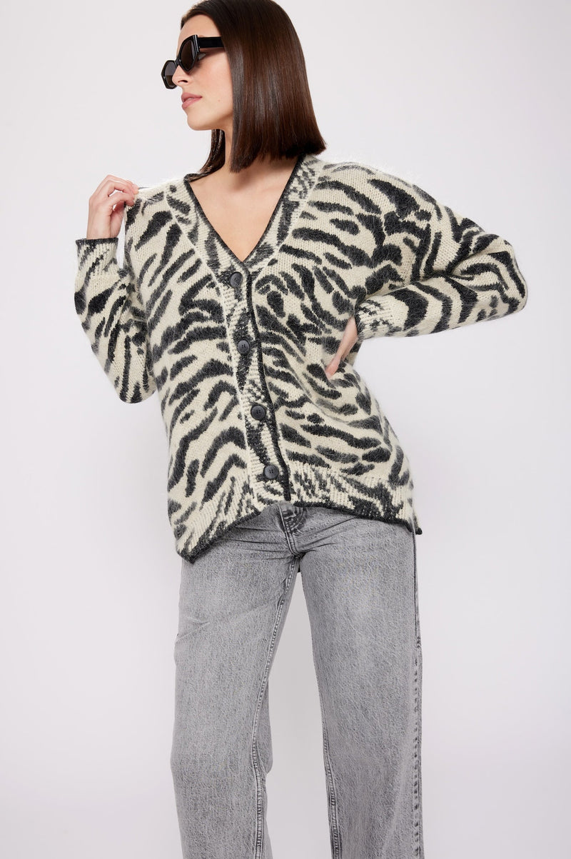 Mohair Zebra Cardigan Black