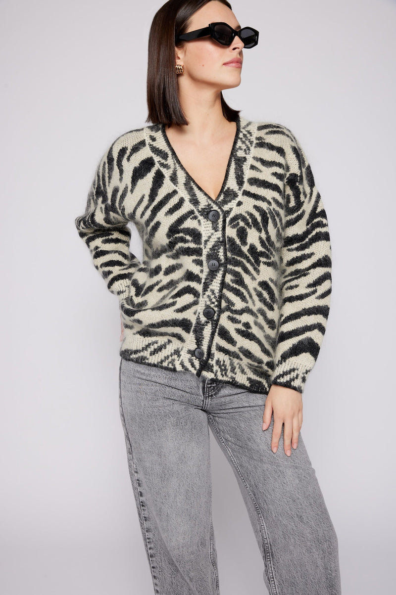 Mohair Zebra Cardigan Black