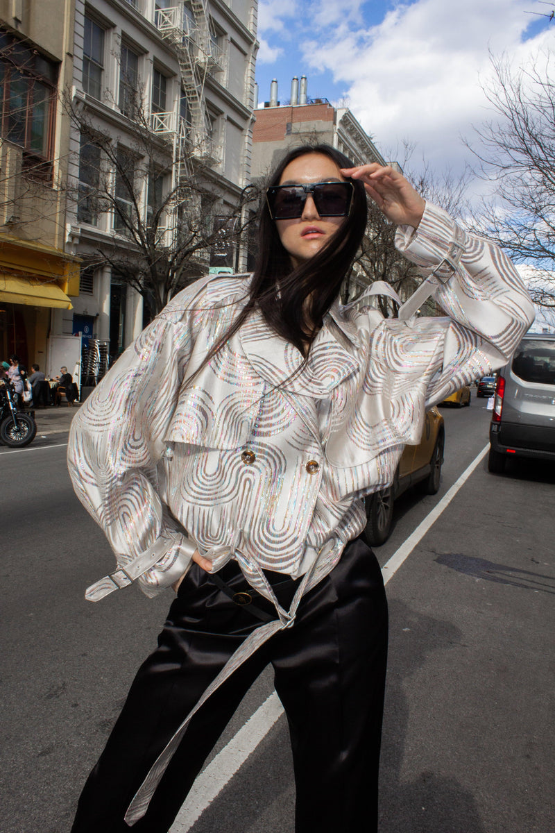 Jacqueline Bomber Jacket in Beige.