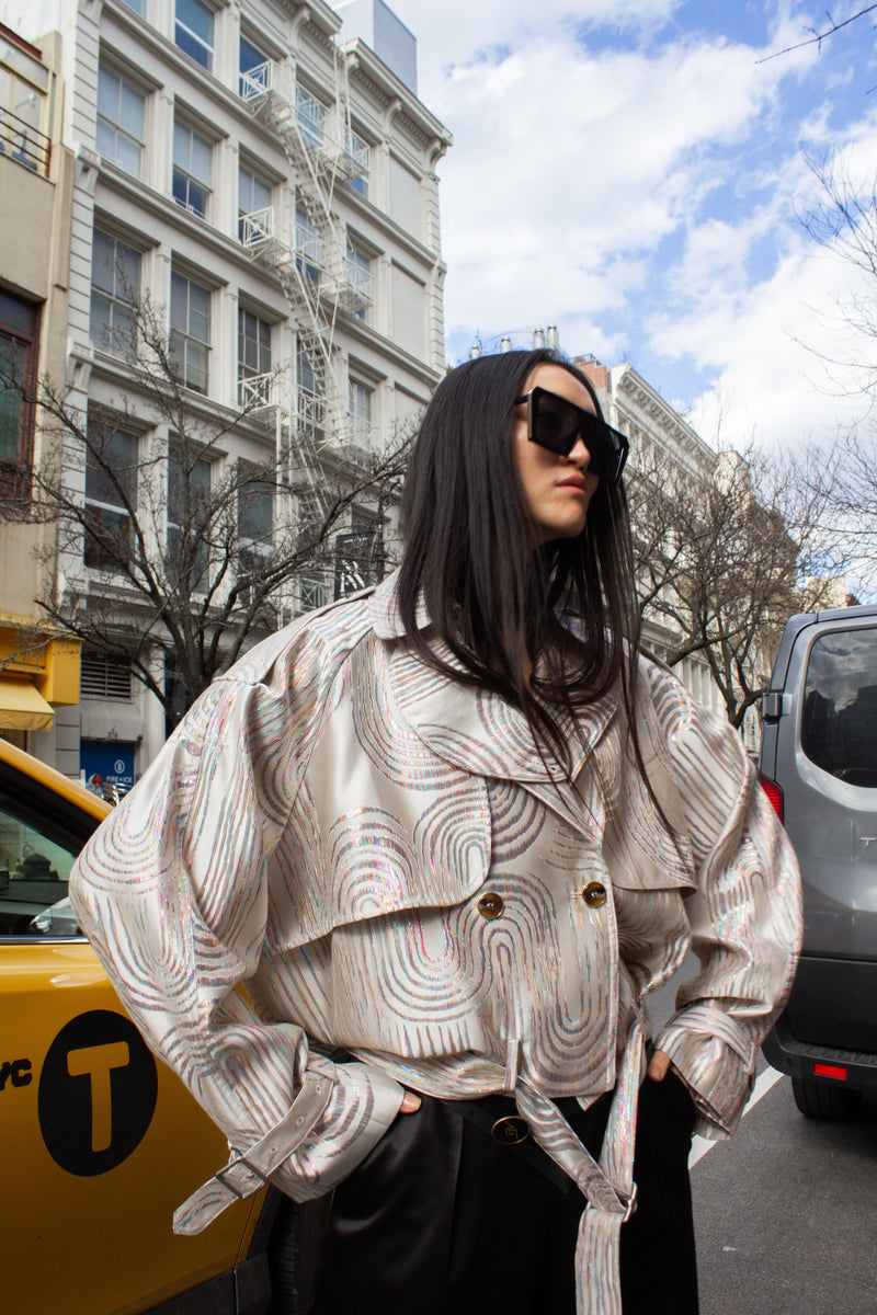 Jacqueline Bomber Jacket in Beige.