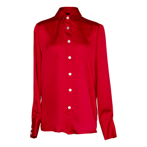 Le Reussi Luxe Silk Blouse in Red.