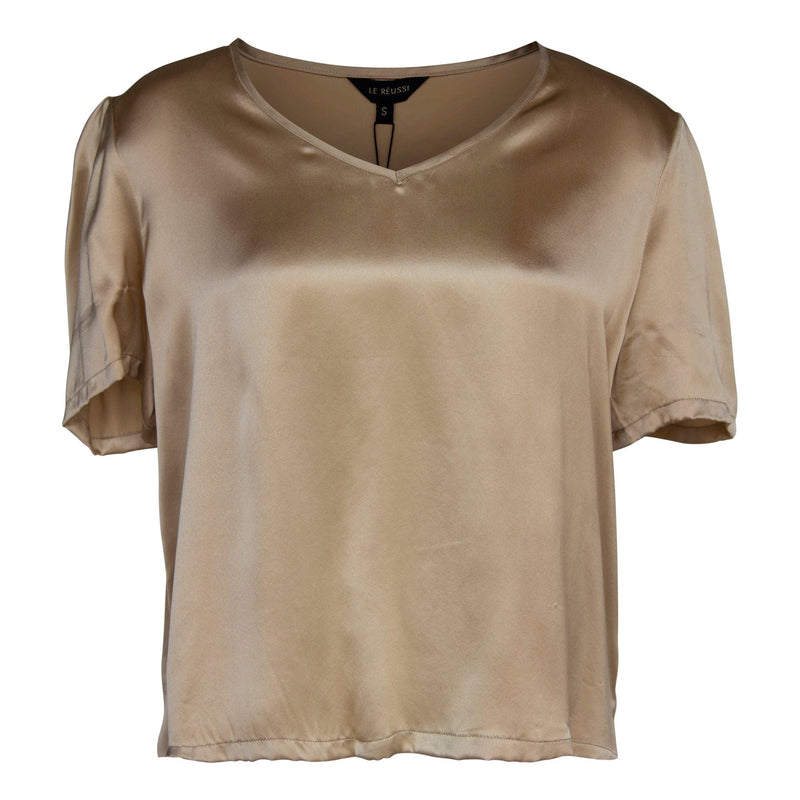 Le Reussi Champagne V-Neck Blouse.