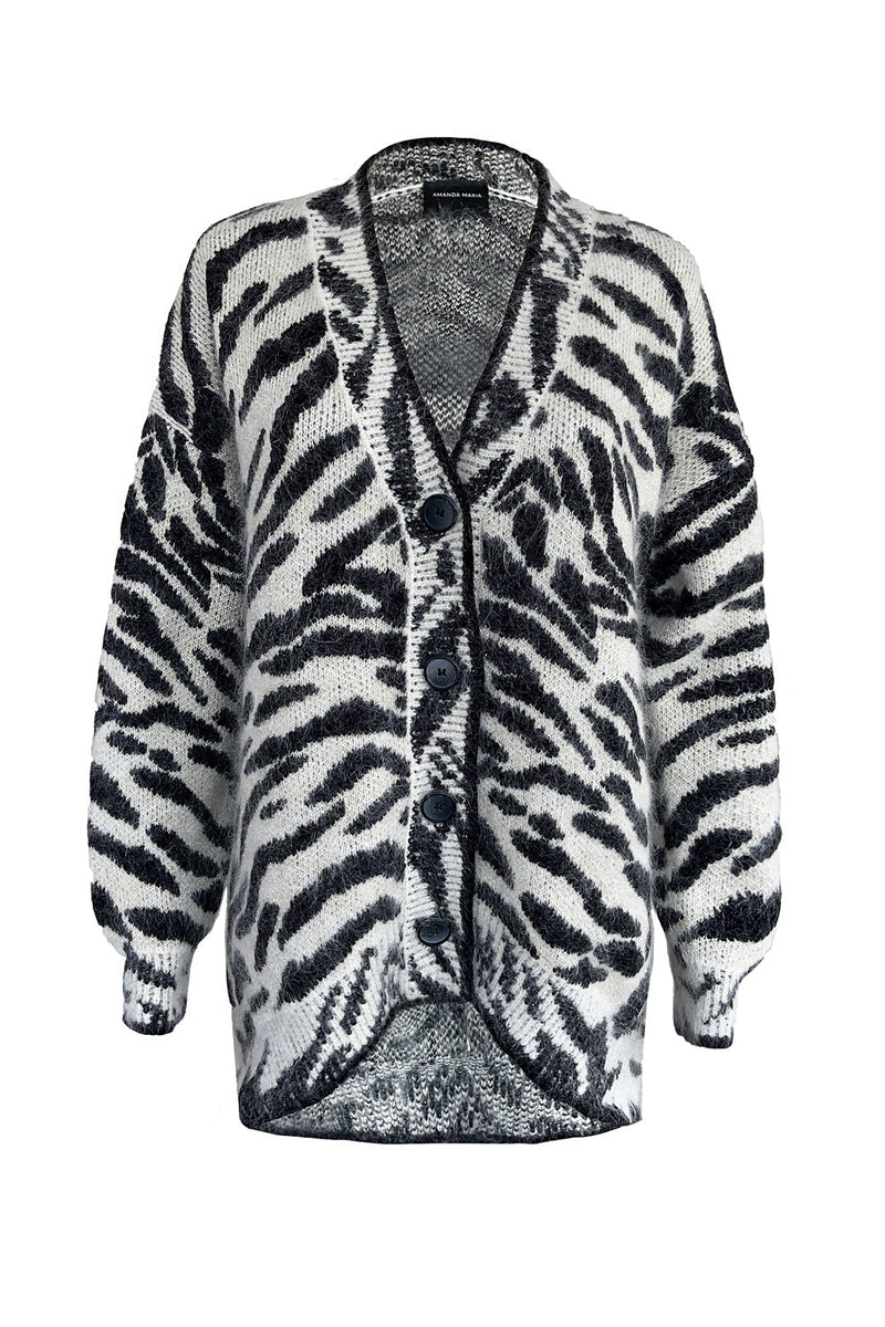 Mohair Zebra Cardigan Black