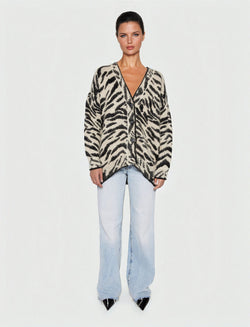 Mohair Zebra Cardigan Black