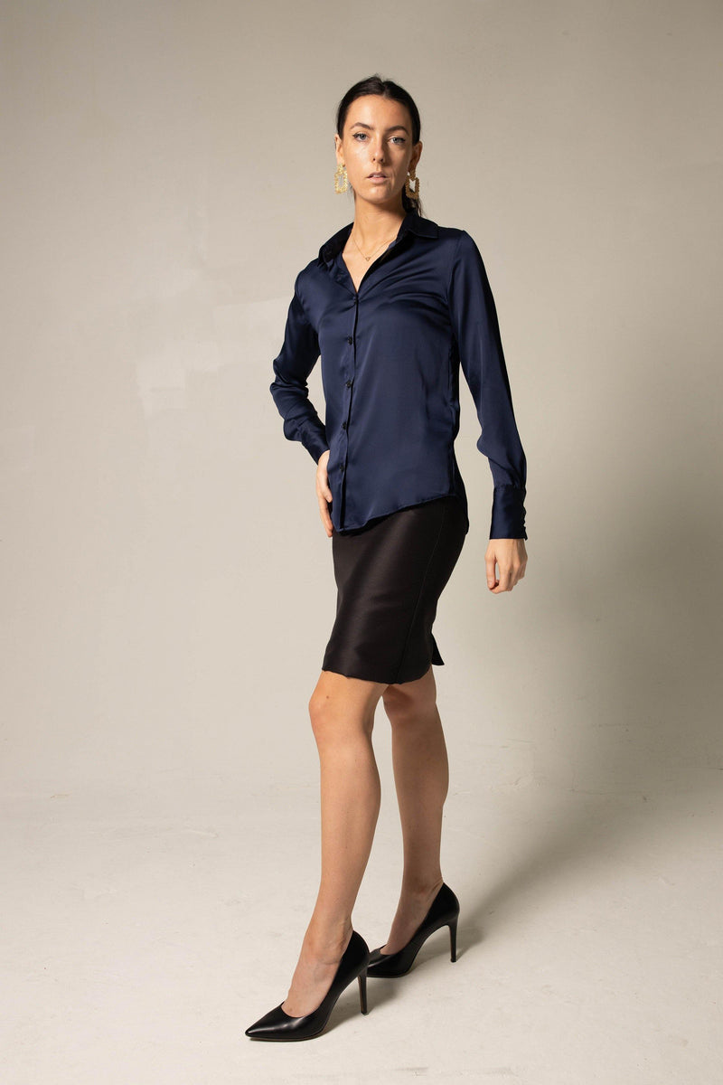 Classy Women Silk Blouse in Royal Blue.