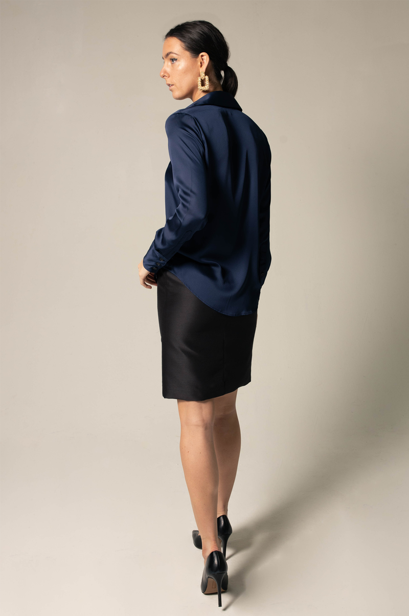 Classy Women Silk Blouse in Royal Blue.