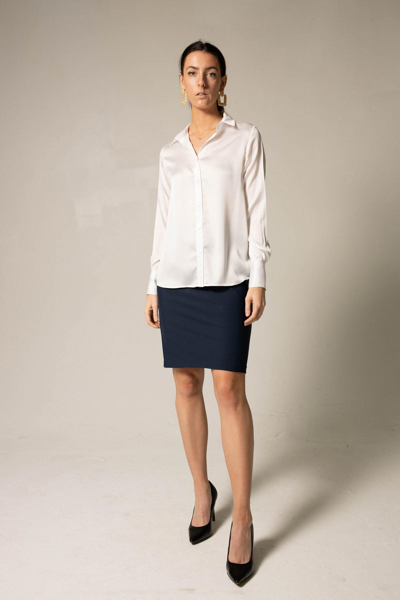 Le Reussi Elegance Silk Blouse in White.