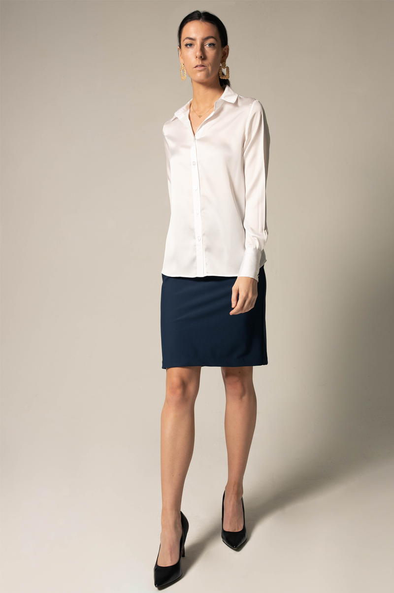 Le Reussi Elegance Silk Blouse in White.