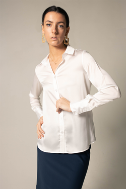 Le Reussi Elegance Silk Blouse in White.