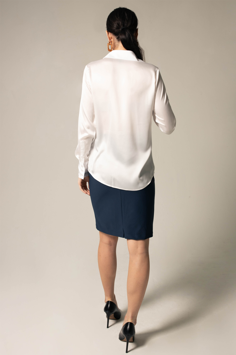 Le Reussi Elegance Silk Blouse in White.