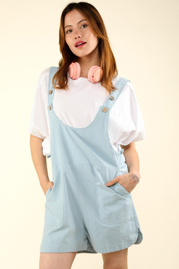 VERY J Adjustable Waist Suspender Overalls with Pockets.