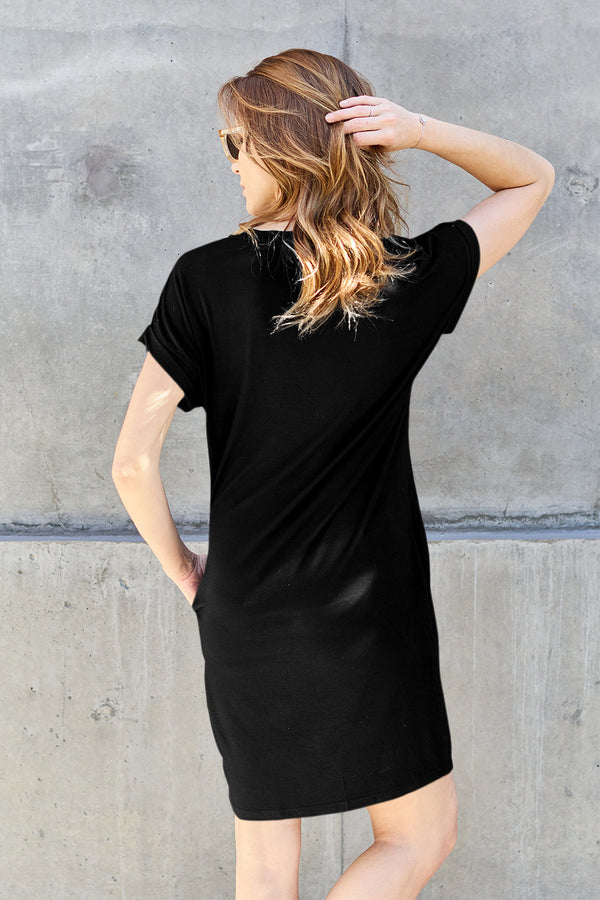 Soft Bamboo Short Sleeve Black Dress