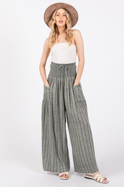 SAGE + FIG Cotton Gauze Wash Stripe Pants - Althena Fitnessalthenafitness