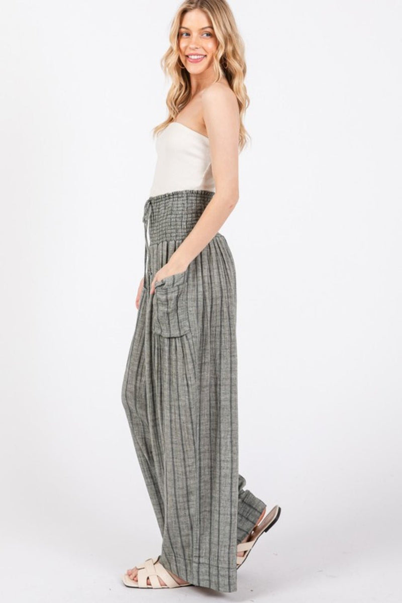 SAGE + FIG Cotton Gauze Wash Stripe Pants - Althena Fitnessalthenafitness