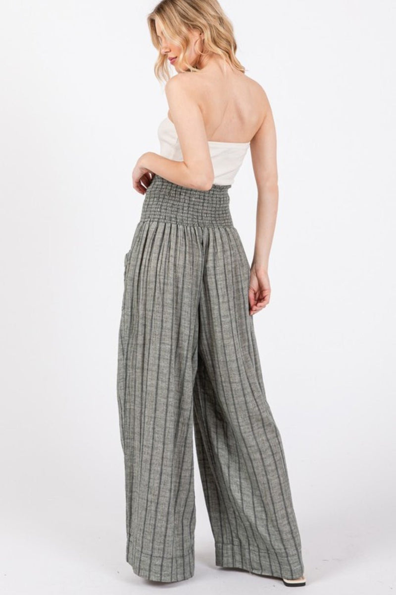 SAGE + FIG Cotton Gauze Wash Stripe Pants - Althena Fitnessalthenafitness