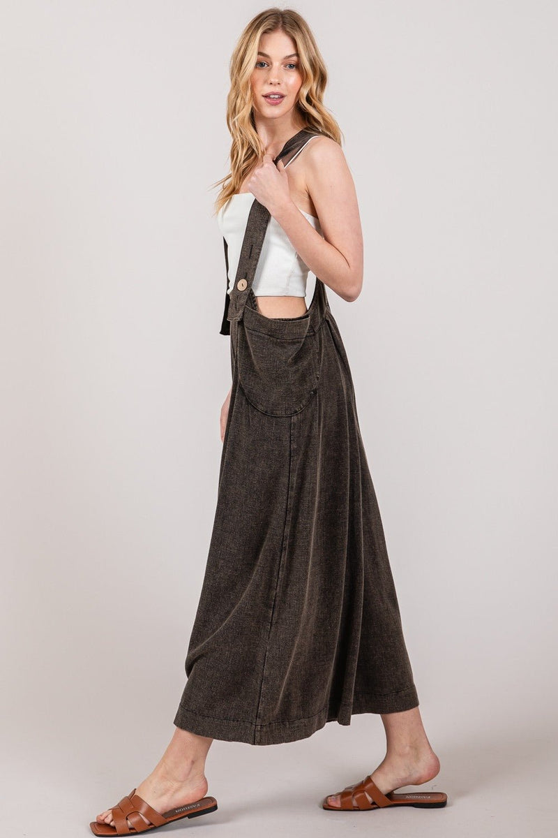 SAGE + FIG Full Size Wide Strap Wide Leg Overalls - Althena Fitnessalthenafitness