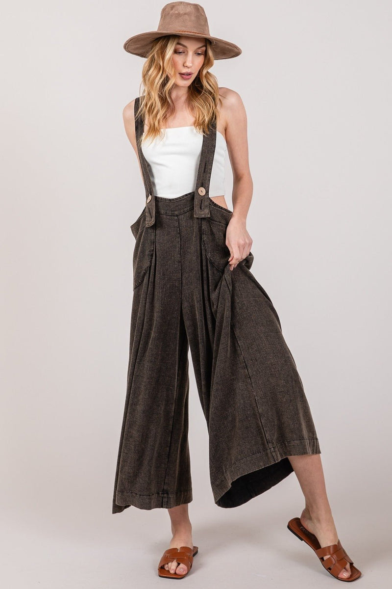 SAGE + FIG Full Size Wide Strap Wide Leg Overalls - Althena Fitnessalthenafitness