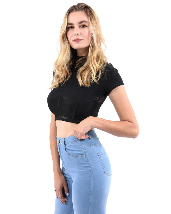 Gregory Short Sleeve Ribbed Crop Top.