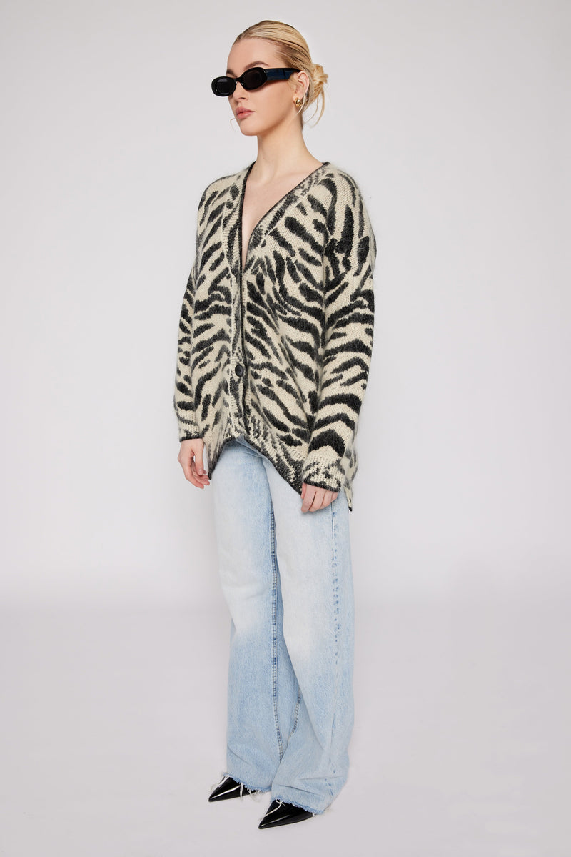 Mohair Zebra Cardigan Black