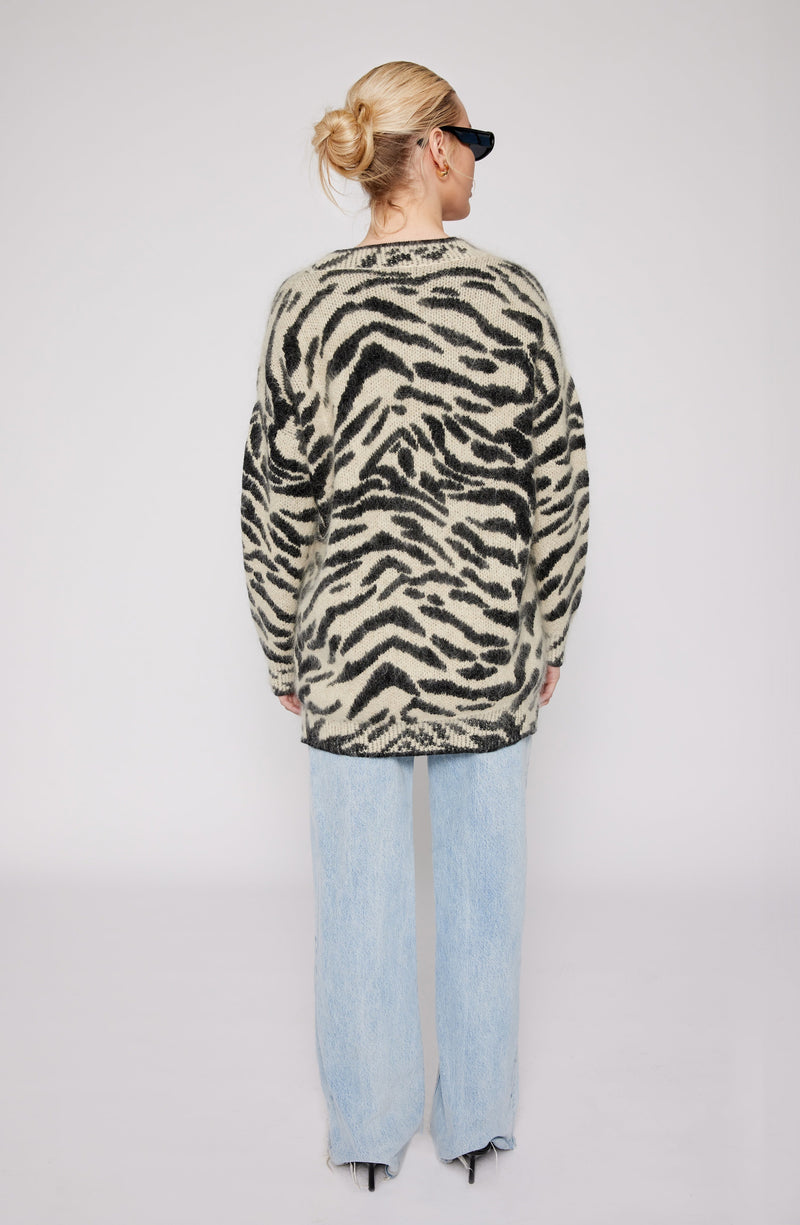 Mohair Zebra Cardigan Black