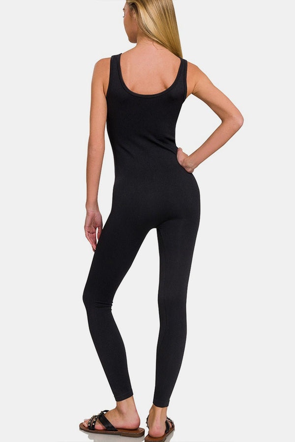 Zenana Ribbed Bra Padded Sports Seamless Jumpsuit - Althena Fitnessalthenafitness