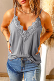 Full Size Lace Trim V-Neck Cami Top